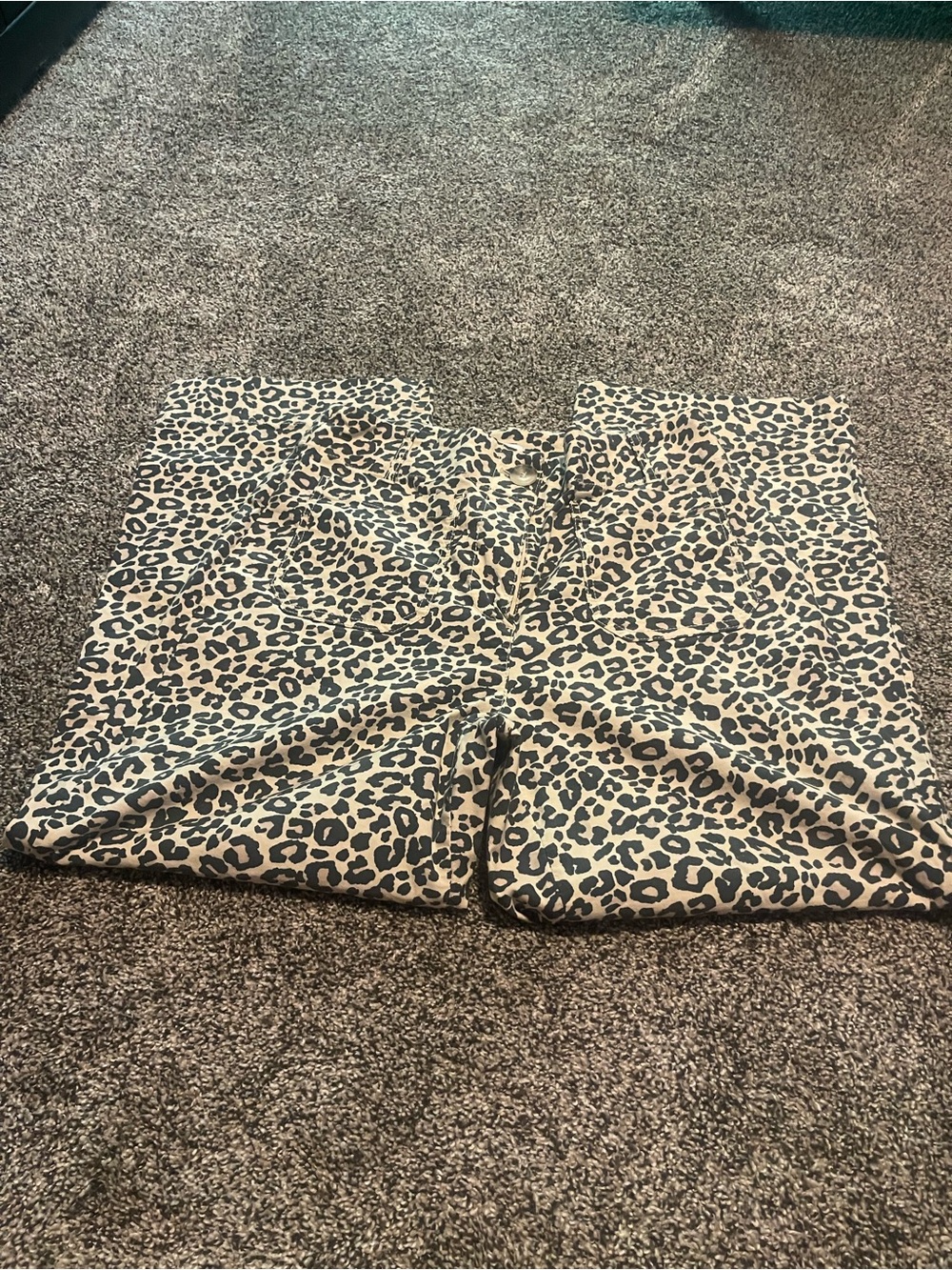 Nicole Miller Tan and Black Leopard Wide Leg Trousers